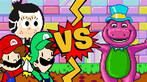 M U G E N Battles Luigi Mario Hanazuki Vs Barney Youtube