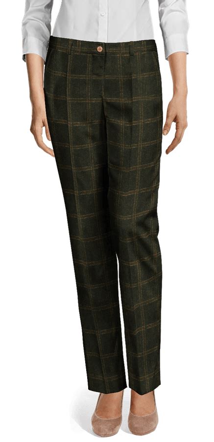 Green Double Breasted Plaid Tweed Woman Suit Sumissura