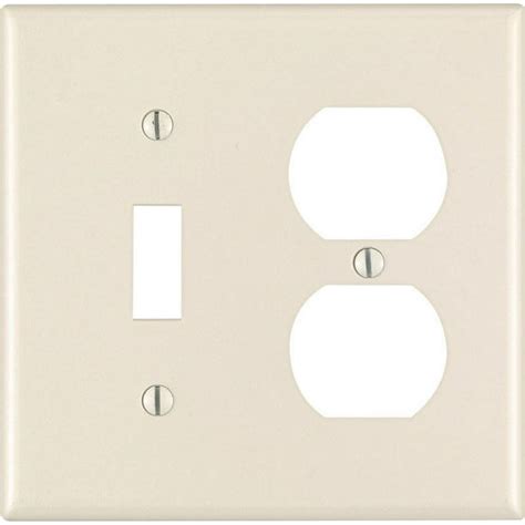 Leviton 78005 Light Almond Two Gang Combination Toggle Switch Duplex Receptacle Wall Plate