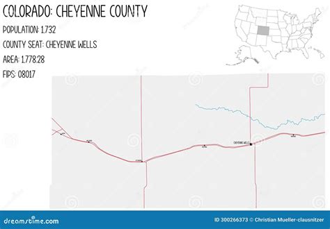 Map Of Cheyenne County In Colorado State On White Background. Single ...