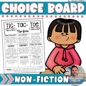 Reading Response Non Fiction Tic Tac Toe Menu Choice Board By Cameron