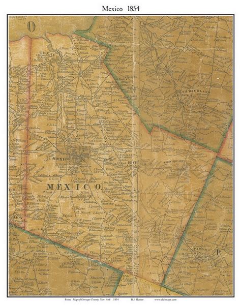 Mexico 1854 Old Town Map With Homeowner Names New York Reprint Genealogy Oswego County Ny Tm Etsy