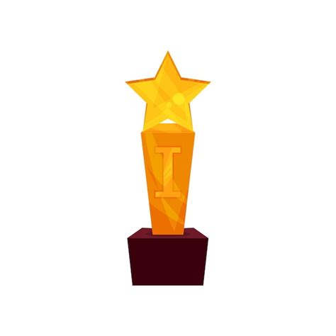 Premium Vector Gold Star Award On A Stand Golden First Place Prize