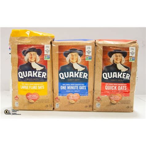 3 Bags Of Quaker Oats Large Flake Oats One Minute