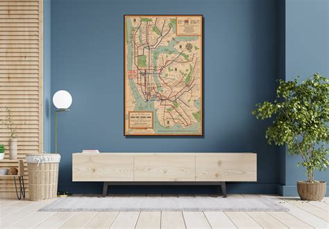 New York City Subway System Map Poster or Canvas Print NYC Subway Map Wall Art Vintage Map ...