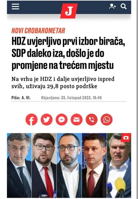 Hdz Uvjerljivo Prvi Izbor Bira A Sdp Daleko Iza Do Lo Je Do Promjene