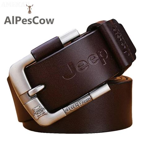 WBISON DENIM Genuine Leather Men Belt High Quality Luxury Strap Classic