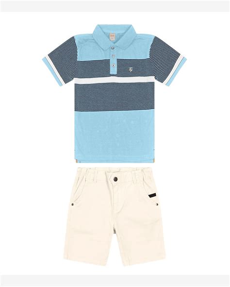 Riachuelo Conjunto Infantil Polo Bermuda Trick Nick Azul