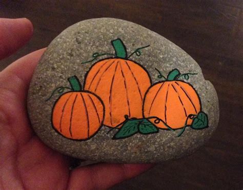 Pumpkin Trio Painted Rock Rock Painting Designs Rock Painting Art