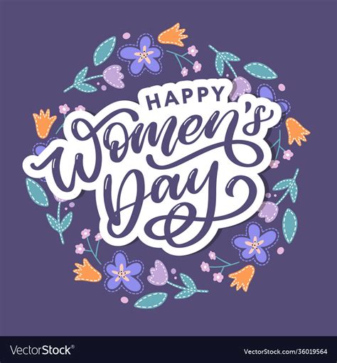 Happy Womens Day Handwritten Lettering Modern Vector Image