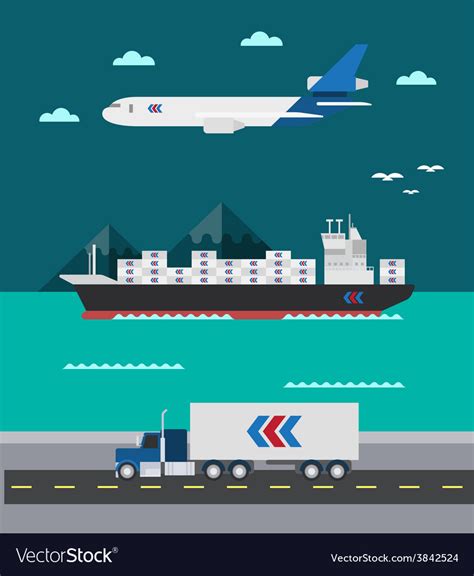 Flat design of cargo transportation sea air land Vector Image