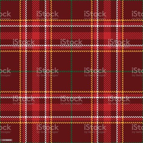 Tartan Plaid Seamless Pattern Green White Red Yellow Line Fabric Texture Background Scottish