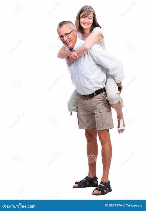 Portrait Of A Happy Old Man Carrying Old Woman Stock Photo Image Of