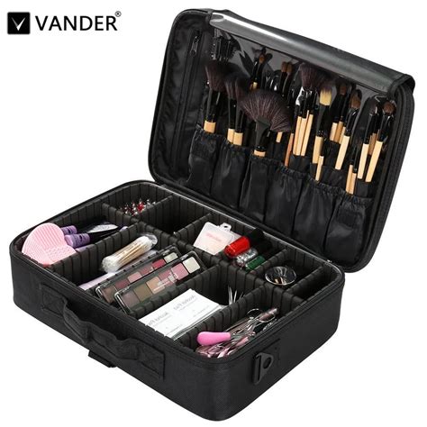 Vander Black Makeup Bag Professional Organizer Makeup Brushes Shoulder