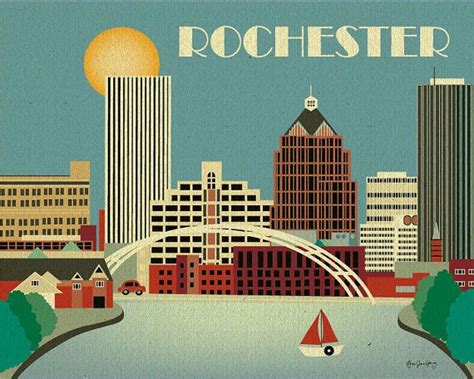 Rochester Print Rochester Ny Skyline Rochester Horizontal Etsy Personalized Wall Art Wall