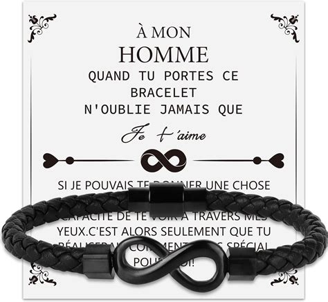 Merclix Idee Cadeau Homme Original Amour Bracelet Cuir Homme Idee