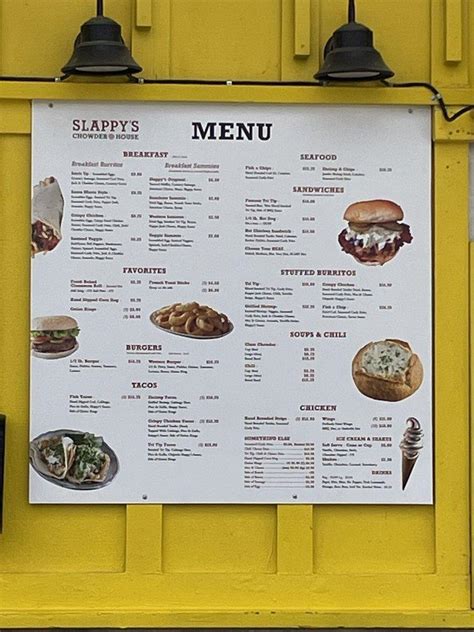 Menu At Slappys Chowder House Restaurant Oceano