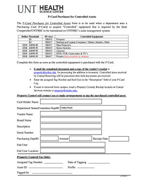 Fillable Online Bsc Untsystem Purchases For Controlled Assets Form Fax