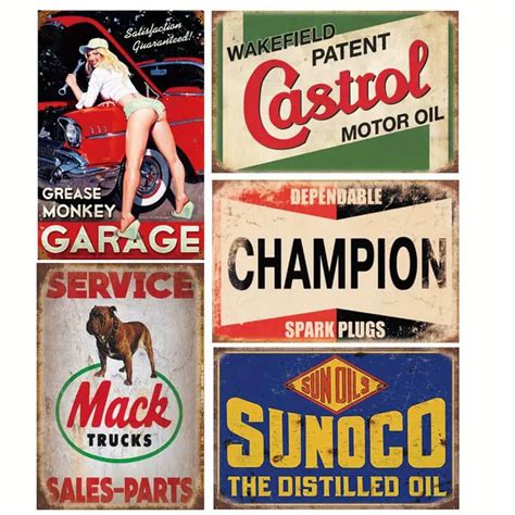 Vintage Metal Tin Sign Reproduced Vintage Tin Signs Garage Metal