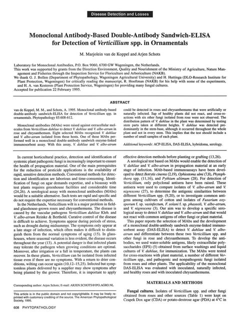 PDF Monoclonal Antibody Based Double Antibody Sandwich ELISA For