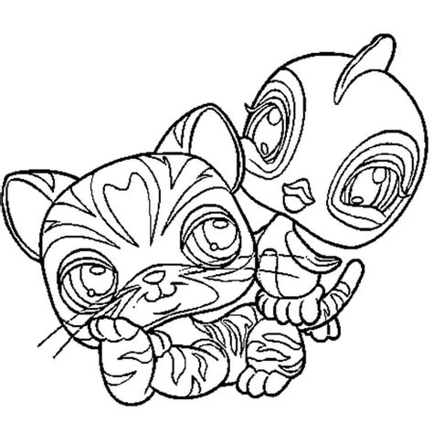 Coloriage pet shop chat oiseau en Ligne Gratuit à imprimer