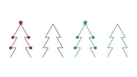 Minimal Christmas Trees Red And Green Color 15732287 Vector Art At