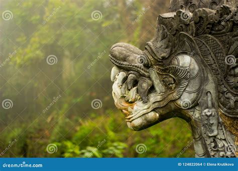 Ancient Fantasy Dragon Statue in a Forest. Stock Photo - Image of nature, asia: 124822064