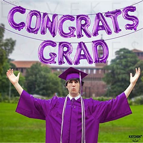 Katchon Purple Congrats Grad Balloons Banner Big Inch