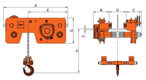 Ultra Low Headroom Combined Chain Block And Trolley Tiger Lifting