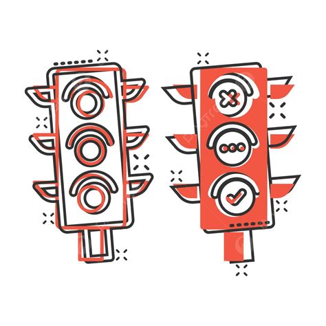 Semaphore Traffic Light Cartoon On White Background Urban Intersection