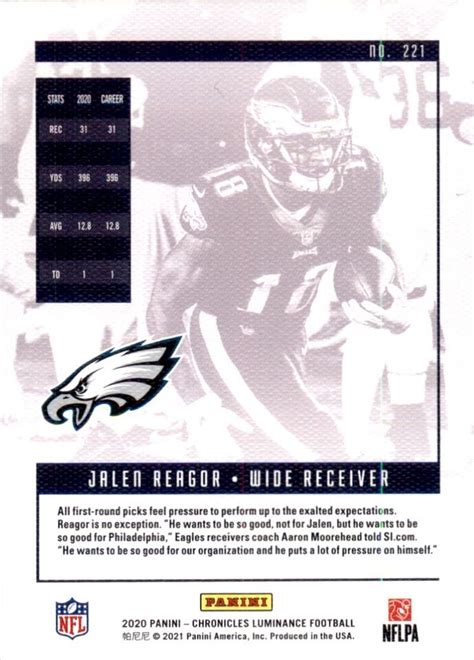 2020 Panini Luminance Jalen Reagor RC Philadelphia Eagles 221 EBay