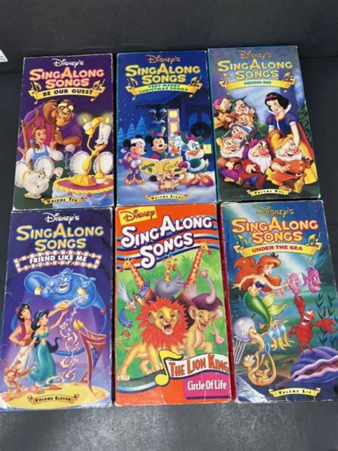 DISNEY SING ALONG Songs VHS LOT Of 6 Aladdin Mermaid Belle Lion MORE