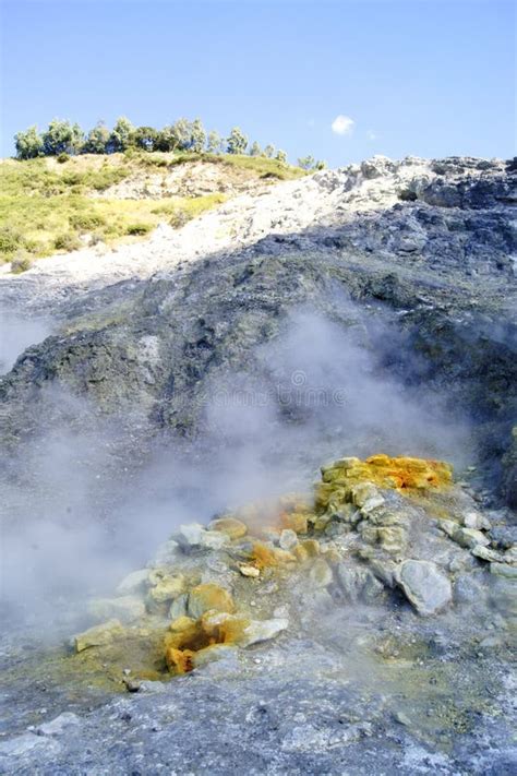 The Crater Of The Solfatara Volcano In The Phlegraean Fields In Italy