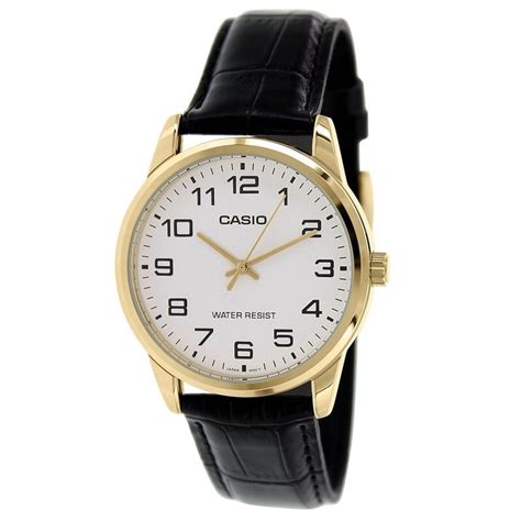 Relogio Casio Masculino Mtp V Gl Bu Dourado Couro Preto No Shoptime