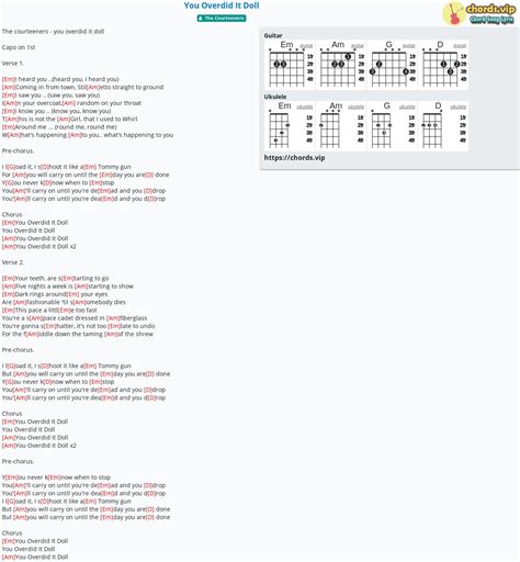 Chord You Overdid It Doll Tab Song Lyric Sheet Guitar Ukulele Chordsvip