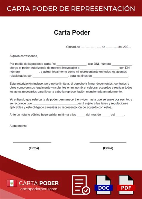 Carta Poder De Representaci N Modelo