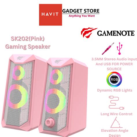 Gamenote Havit Sk202 Rgb Gaming Usb Speaker Pink Shopee Malaysia