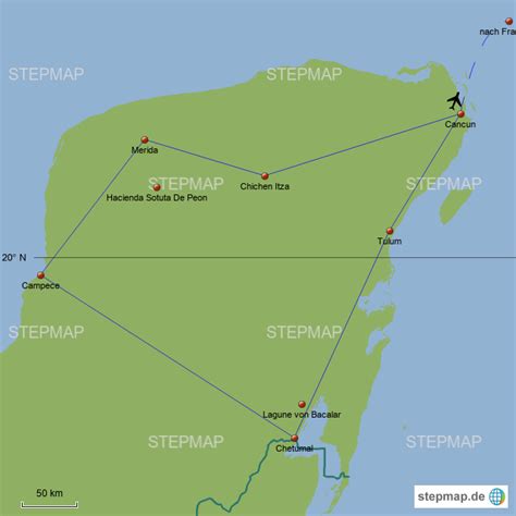 StepMap Mexiko Yucatan Landkarte für Mexiko