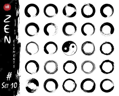 Premium Vector Enso Zen Circle Set Elements Ink Grungy Watercolor