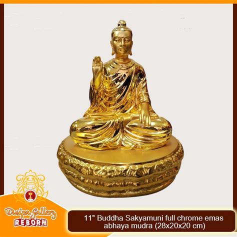 Jual Rupang Patung Arca Buddha Sakyamuni Gautama Abhaya Mudra Emas 11