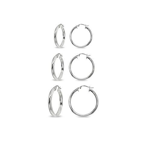 3 Pair Sterling Silver Polished 3mm Half Round Click Top Small Hoop