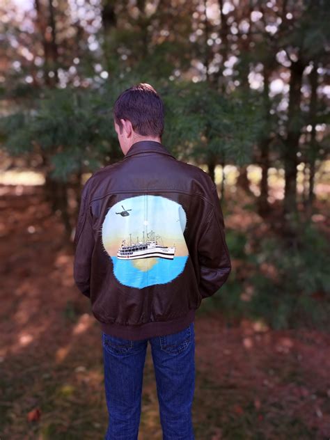 Hand Painted Leather Flight Jacket Painting Leather Hand Painted