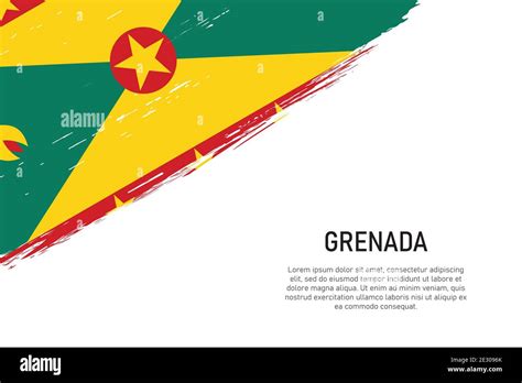 Grunge Styled Brush Stroke Background With Flag Of Grenada Template