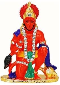 Xudo Lord Hanuman Idol Bajrang Bali Ashirwad Idol Gold Metal Statue For