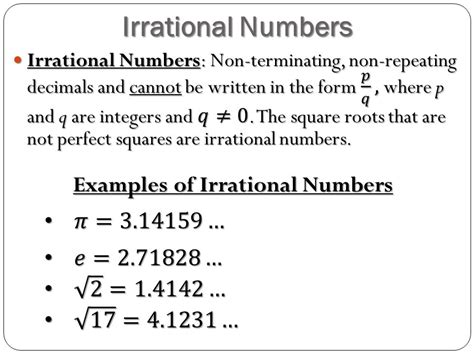 Rational Numbers And Irrational Numbers Chart - Ponasa