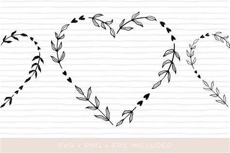 Heart laurel wreath cutfile. Laurel clipart EPS PNG SVG By By Lef ...