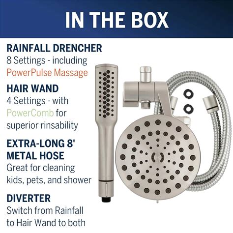 Waterpik High Pressure Pulsating Shower Wand And Rain Shower Head Combo