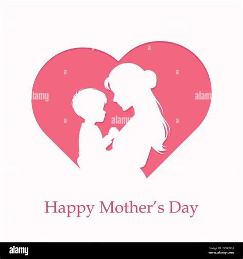 Mothers Day Vector Illustration On White Background Mom Holding Son