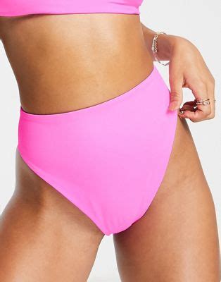 ASOS DESIGN Mieszaj i łącz Jasnoróżowy wysoko wycięty dół od bikini