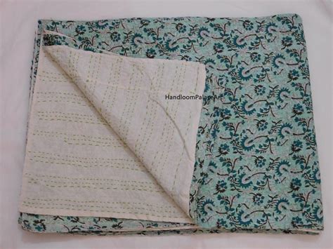 Handgemacht Indischer Kantha Quilt Blumendruck Kantha Etsy De